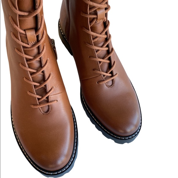 New J CREW Gwen lug-sole leather lace-up tall shaft boots size 8 - Picture 5 of 6